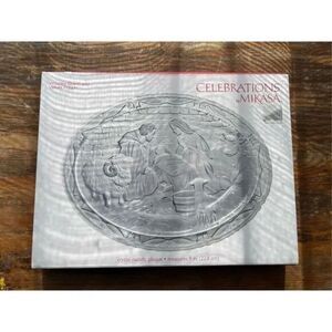 Mikasa Celebrations Rejoice Crystal Nativity Scene Plate‎ Plaque Clear 9" NWT